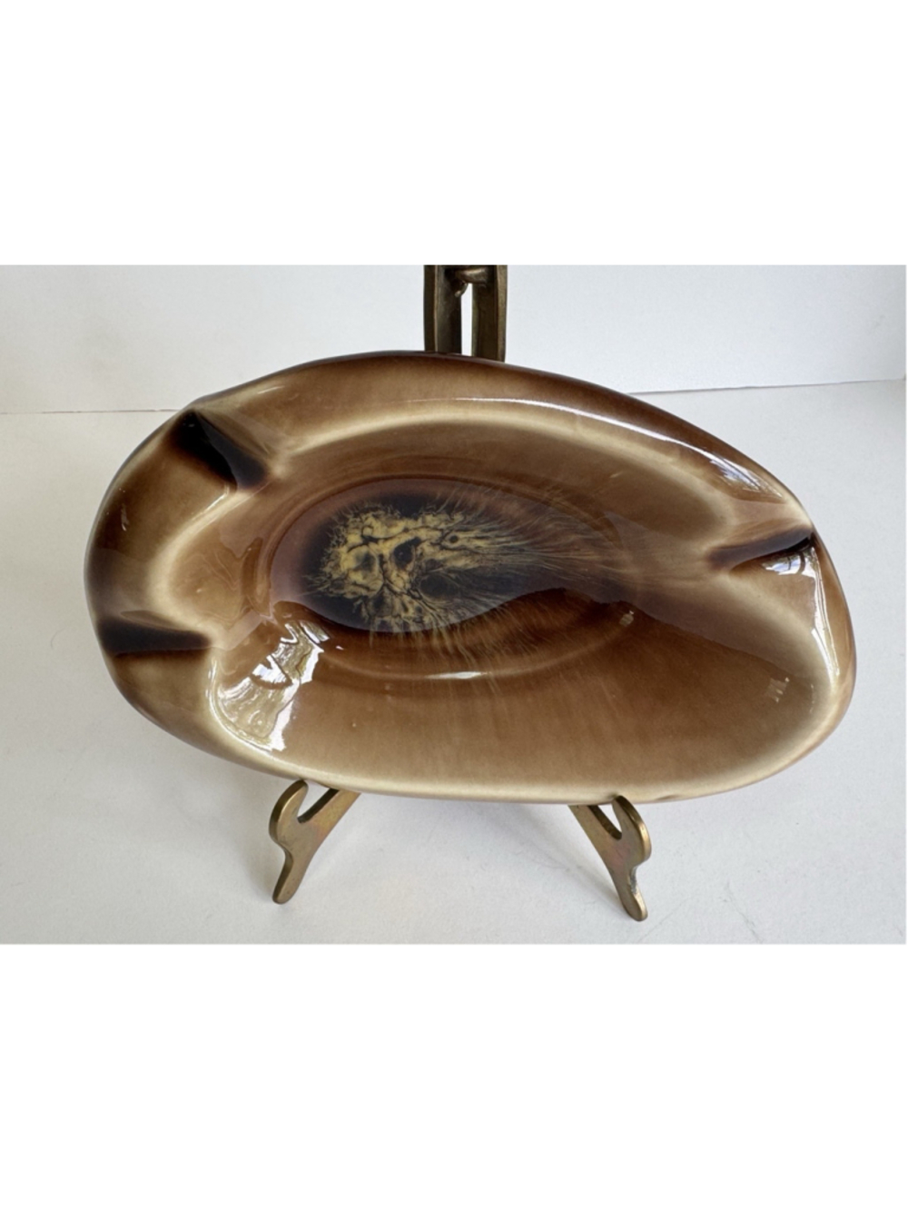 Plymouth Products Ashtray 7"x5" Brown Vintage Pottery MCM Philadelphia PA 25L